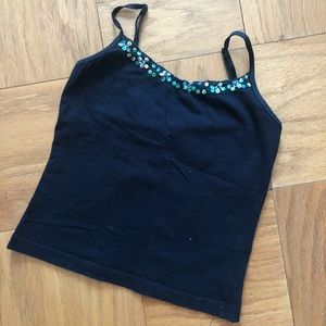 Black sequined tank top